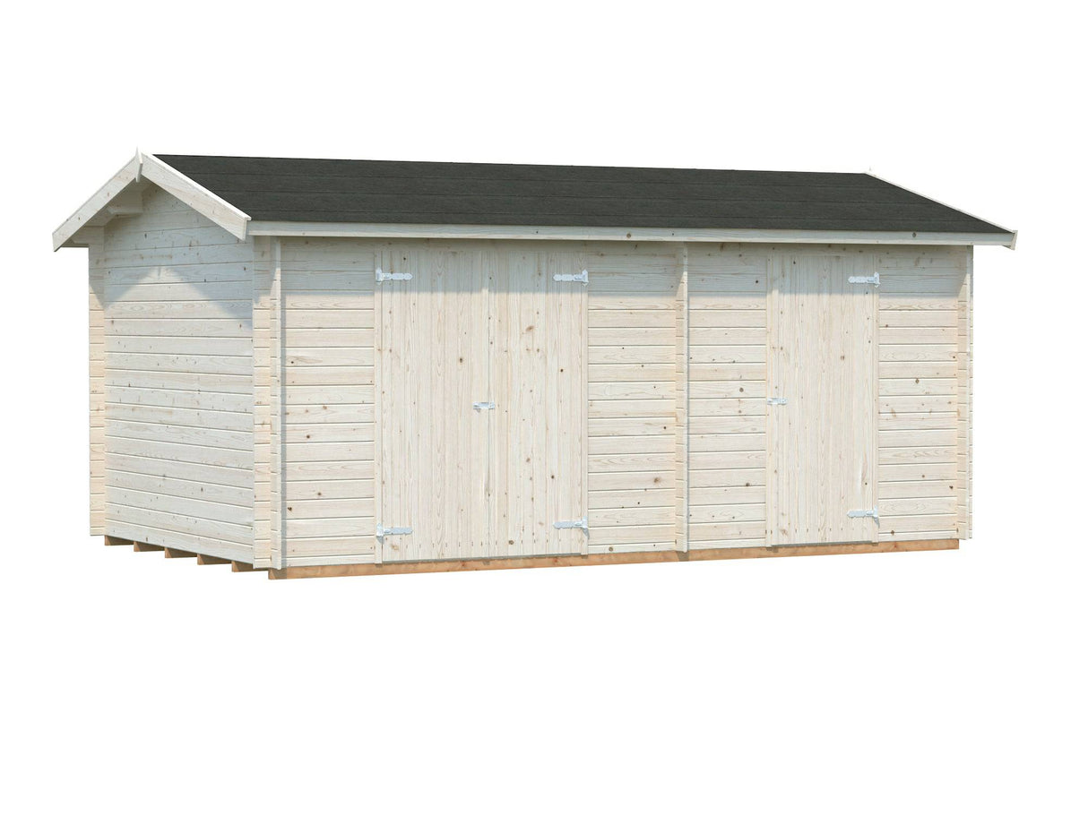 Jari L (5.2x3.2m | 14.5m2 | 28mm) Two Room Timber Log Shed - Palmako UK