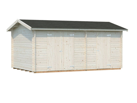 Jari L (5.2x3.2m | 14.5m2 | 28mm) Two Room Timber Log Shed - Palmako UK