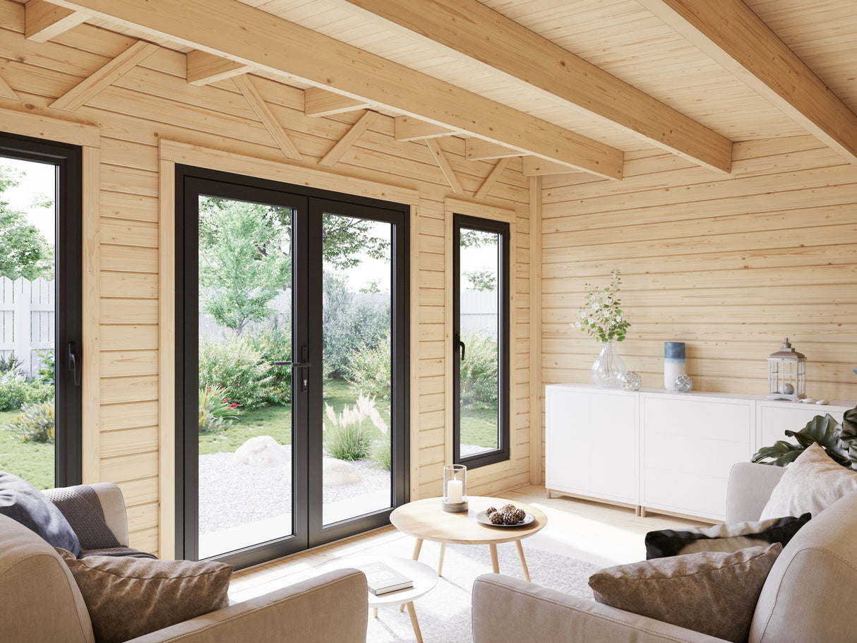 Aurelia M (4,5x3m|12,7m2|44mm ) Garden Office with Aliminium Doors and Windows