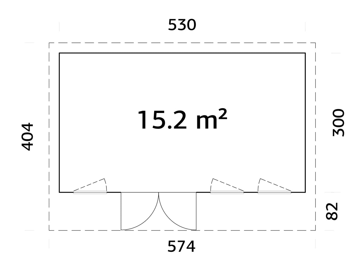 Aurelia L (5,3x3m|15,2m2|44mm ) Modern Garden Office with Aluminium Doors and Windows
