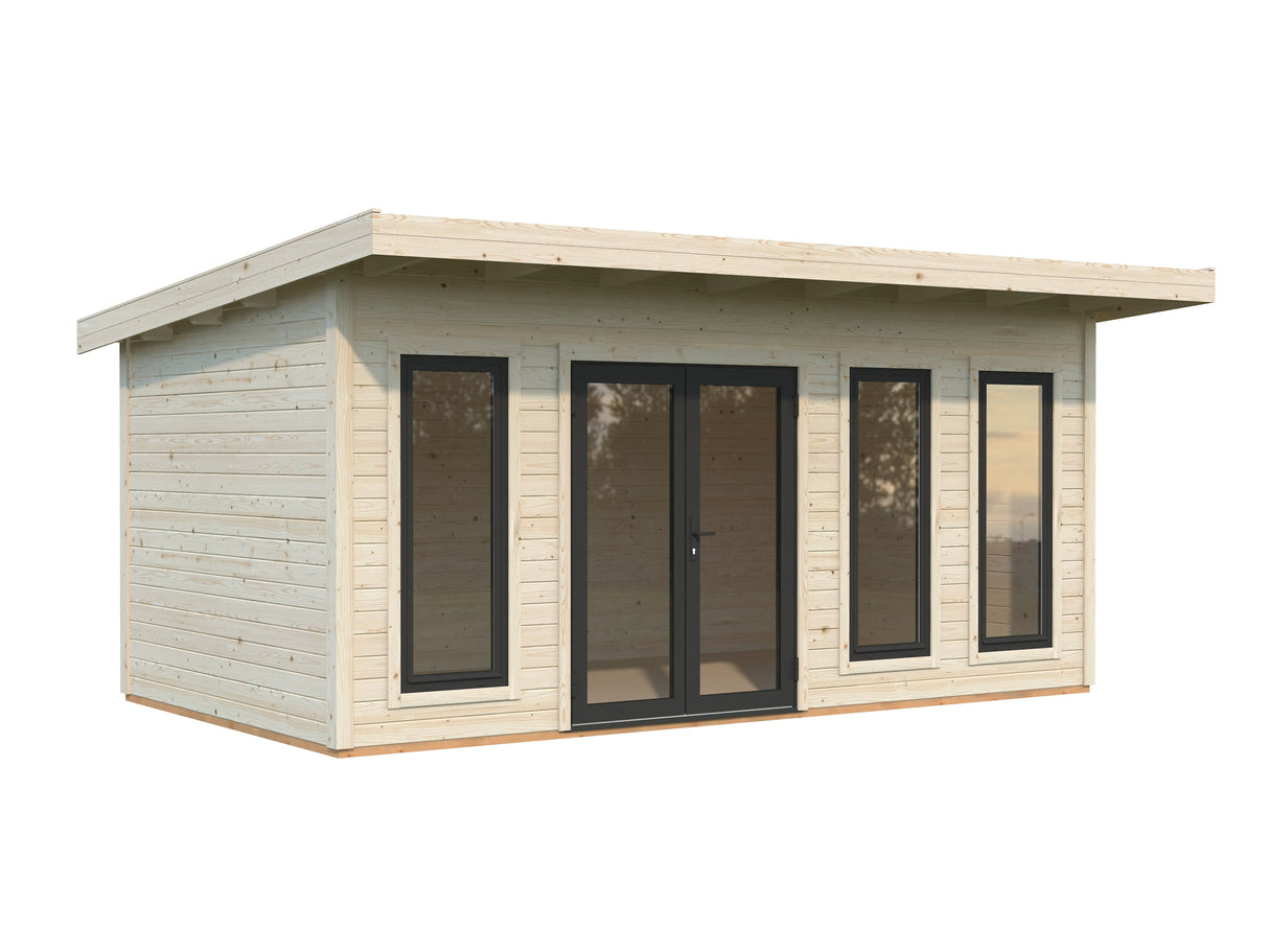 Aurelia L (5,3x3m|15,2m2|44mm ) Modern Garden Office with Aluminium Doors and Windows