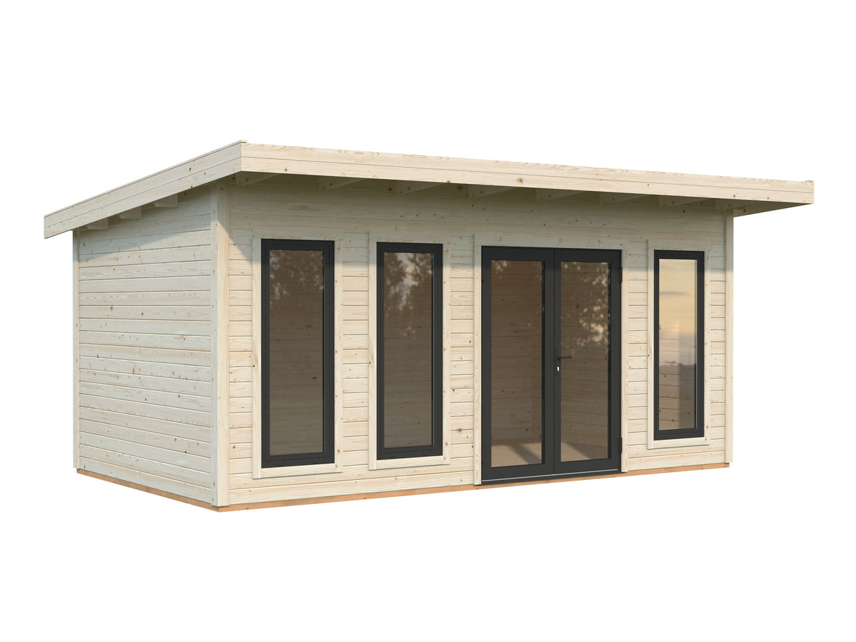 Aurelia L (5,3x3m|15,2m2|44mm ) Modern Garden Office with Aluminium Doors and Windows