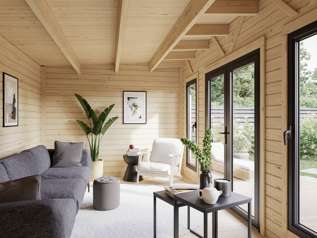 Aurelia XL (5,9x3m|16,7m2|44mm ) Modern Garden Room with Tool Shed