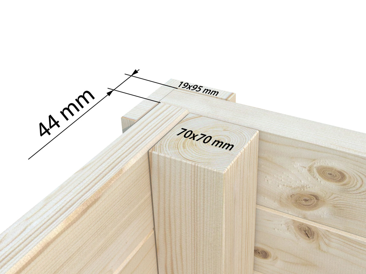 Aurelia XXL (6,7x3m|19,2m2|44mm ) Pent Roof Garden Room with Side Shed