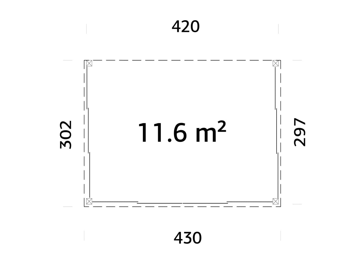 Lumi M (4,2x3m|11,6m2|120x120mm ) Glass Extension Attached Conservatory