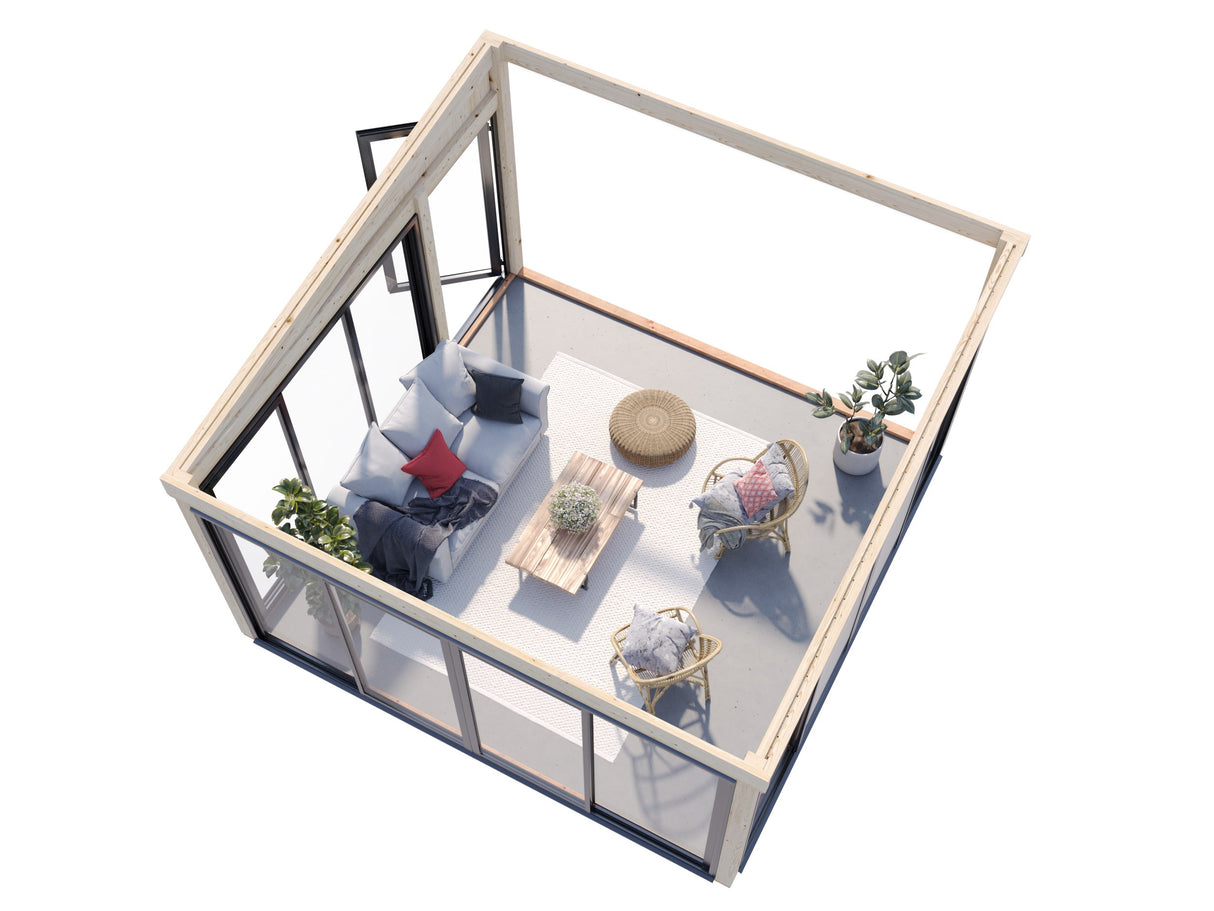 Lumi L (4,2x4,2m|16,6m2|120x120mm ) Attached Timber & Glass Conservatory