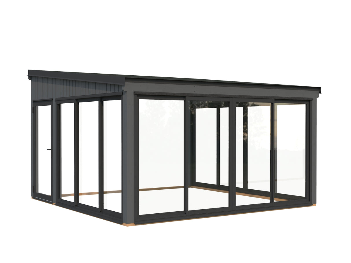 Lumi L (4,2x4,2m|16,6m2|120x120mm ) Attached Timber & Glass Conservatory