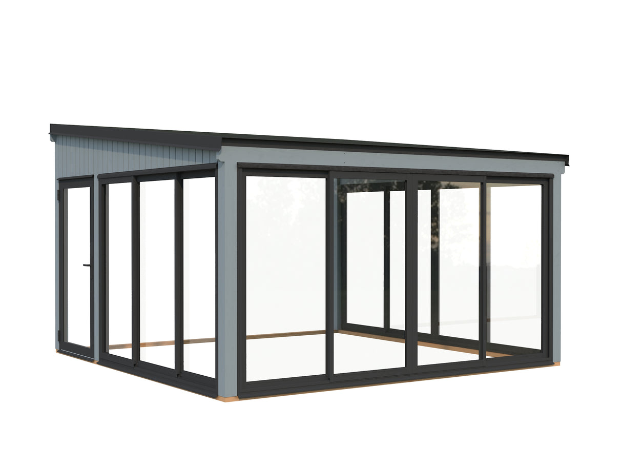 Lumi L (4,2x4,2m|16,6m2|120x120mm ) Attached Timber & Glass Conservatory