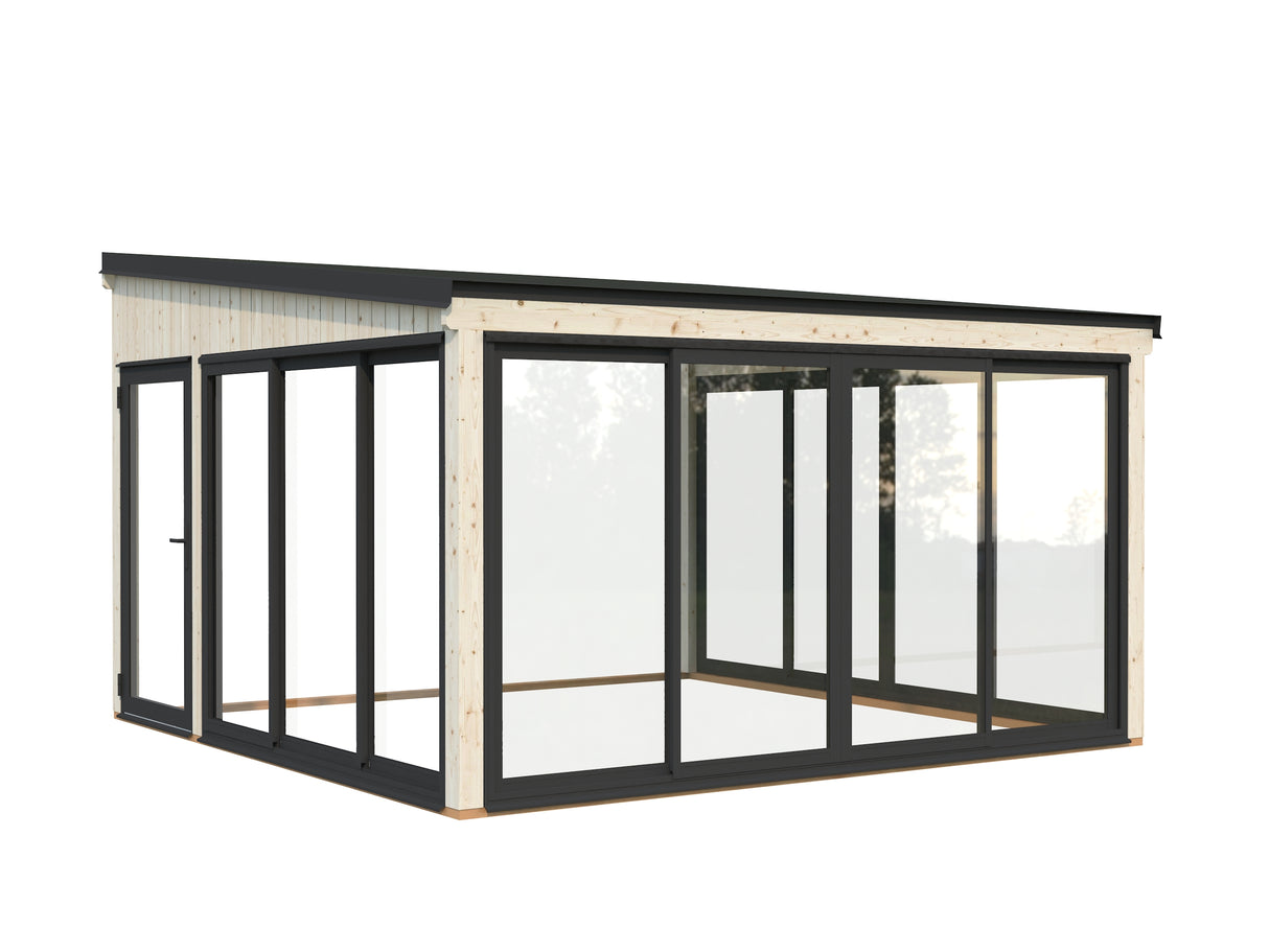 Lumi L (4,2x4,2m|16,6m2|120x120mm ) Attached Timber & Glass Conservatory