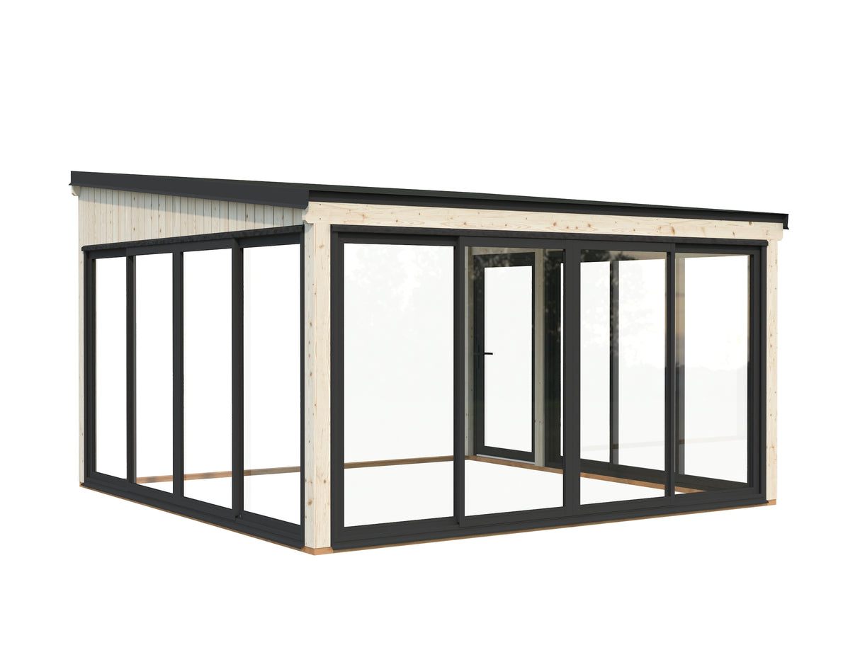 Lumi L (4,2x4,2m|16,6m2|120x120mm ) Attached Timber & Glass Conservatory