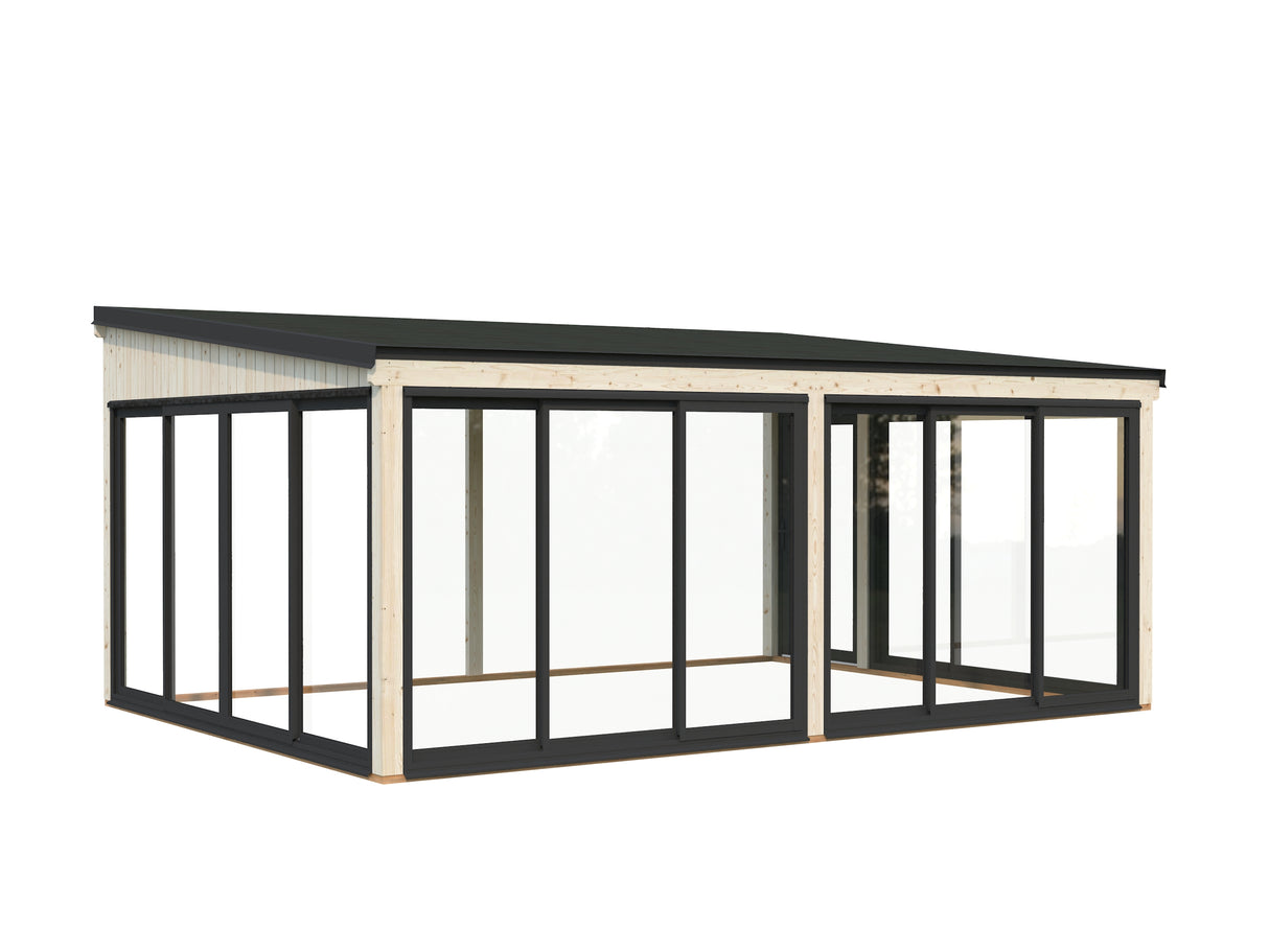 Lumi XL(5,8x4,2m|23,3m2|120x120mm ) Spacious Attached Glass Conservatory