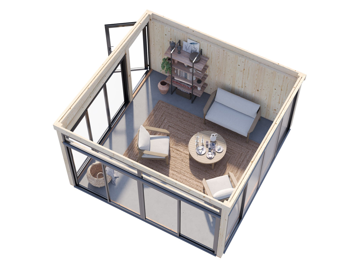 Saga L (4,2x4,2m|16,6m2|120x120mm ) Detached Conservatory Summer House