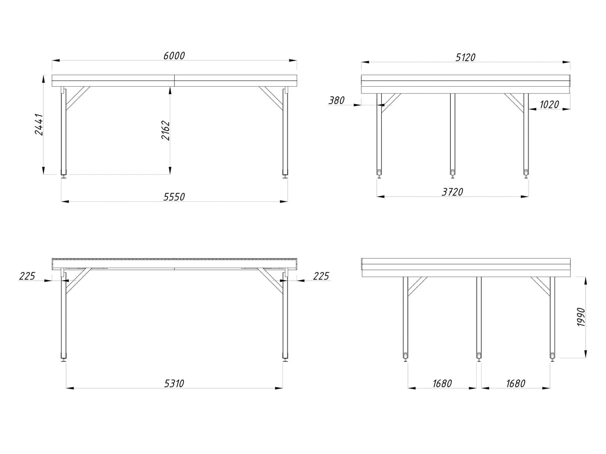 Karl M (6.0x5.1m | 20.6m2) Modern Flat Roof Double Carport or Large Pavilion - Palmako UK
