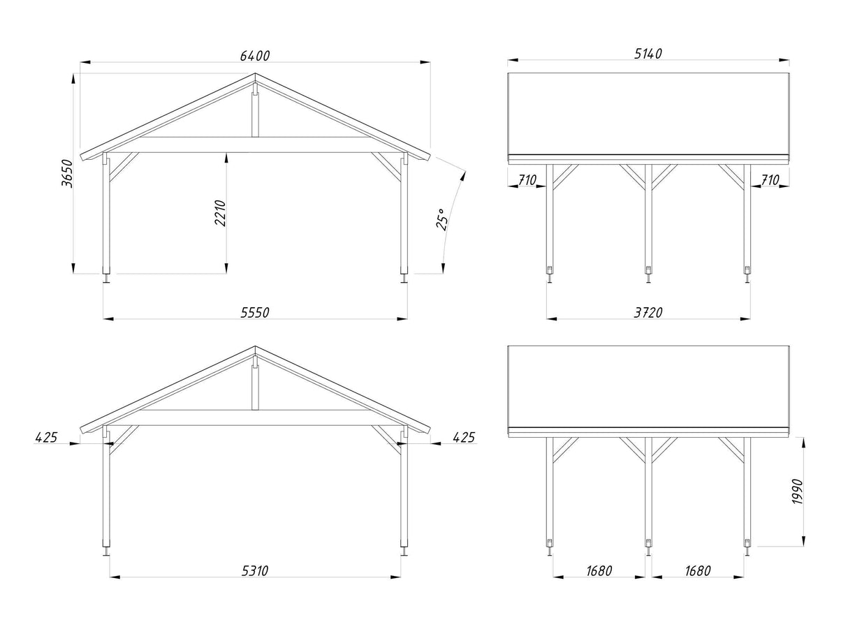 Robert M (5.6x3.7m | 20.6m2) Double Carport or Large Pavilion - Palmako UK