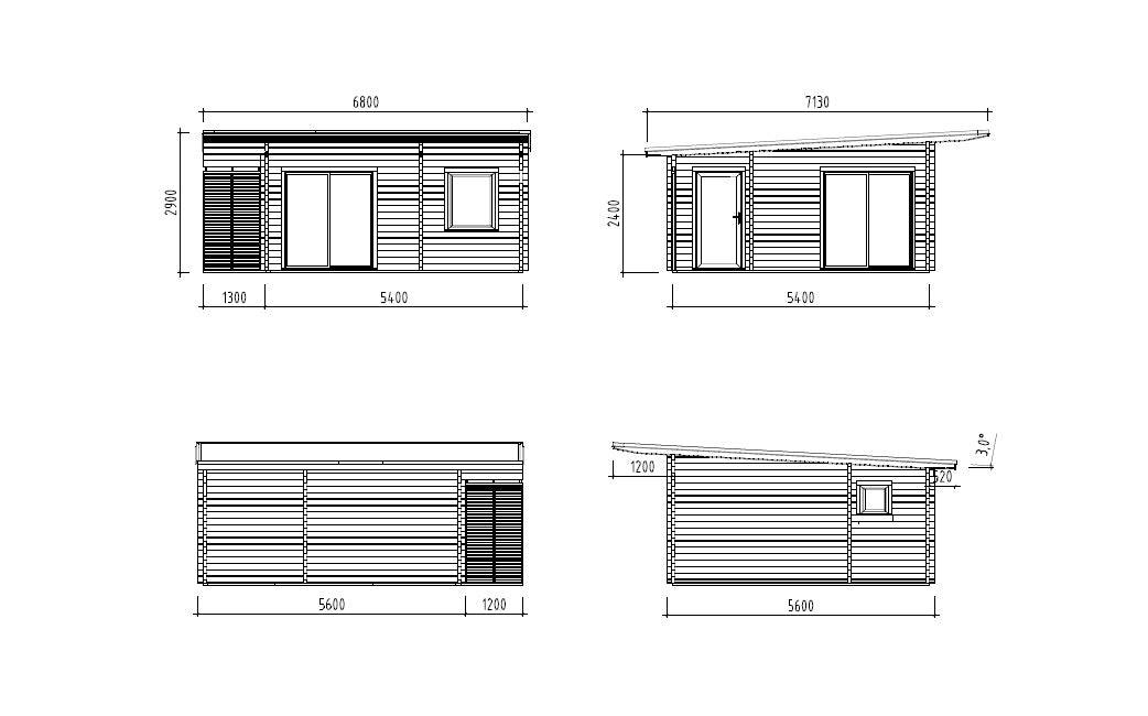 Cecilia L (5,6x5,6m | 27,2m2 | 70mm) Spacious 2,5-Room Modern Log Cottage with Aluminium Doors and Windows - Palmako UK