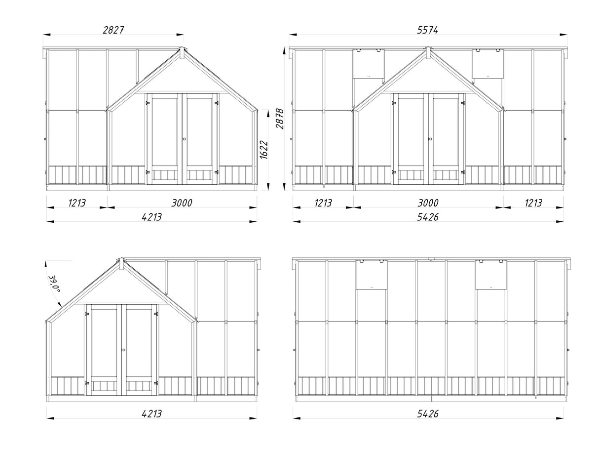 Emilia XL (4.2x5.4m | 19.1m2 | 18mm) Large T-Shaped Premium Greenhouse (Pressure Treated) - Palmako UK