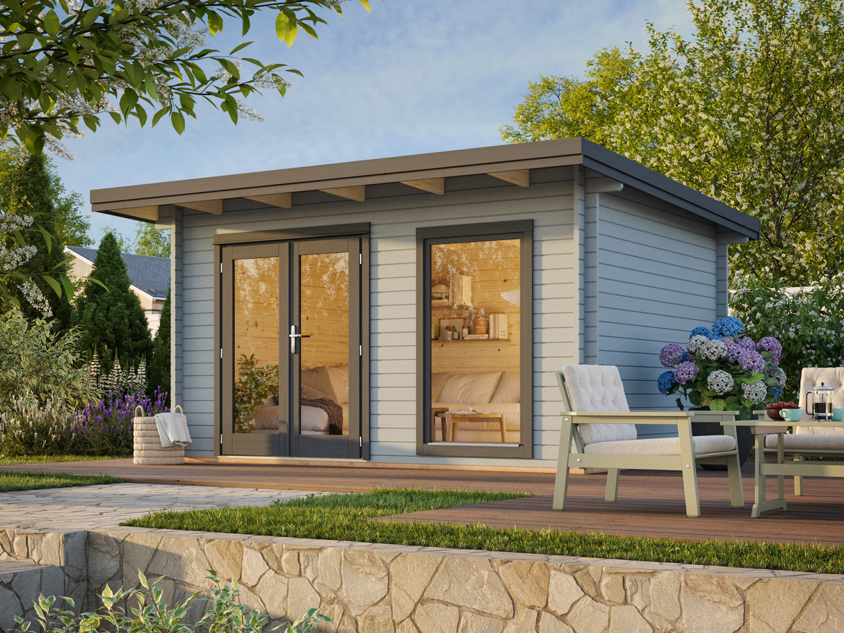 Heidi S (4.1x3m | 11.7m2 | 44mm) Modern Light Garden Room - Palmako UK
