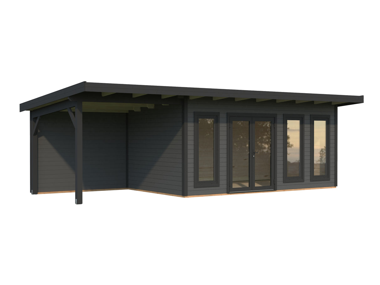 Aurelia L+ (8,3x3m|15,2+7,9m2|44mm ) Spacious Modern Garden room with Canopy