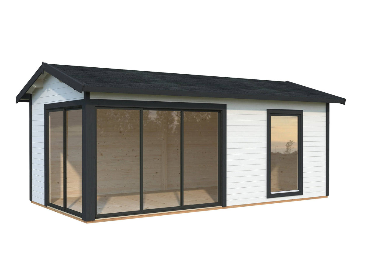 Amanda M (6x3m | 17,1m2 | 44mm) Modern Timber Garden Room with Sliding Doors (Double Glazing Available) - Palmako UK