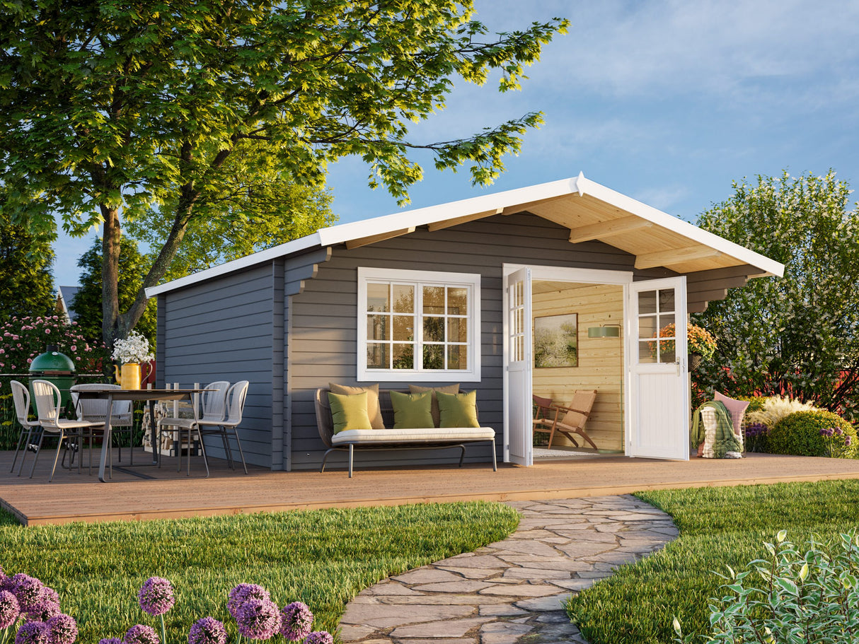 Britta L (5x4.5m | 19.7m2 | 40mm) Swiss Chalet Style Garden Log Cabin - Palmako UK