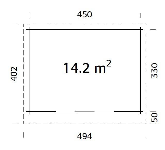 Lea M (4.5x3.3m | 14.2m2 | 44mm) Spacious Pent Garden Room with Sliding Doors (Double Glazing Available) - Palmako UK
