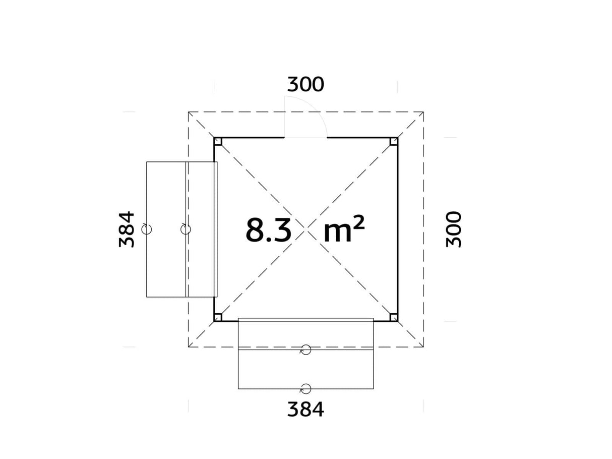 Bianca 105 (3x3m | 8.3m2) Kiosk With Two Hatches - Palmako UK