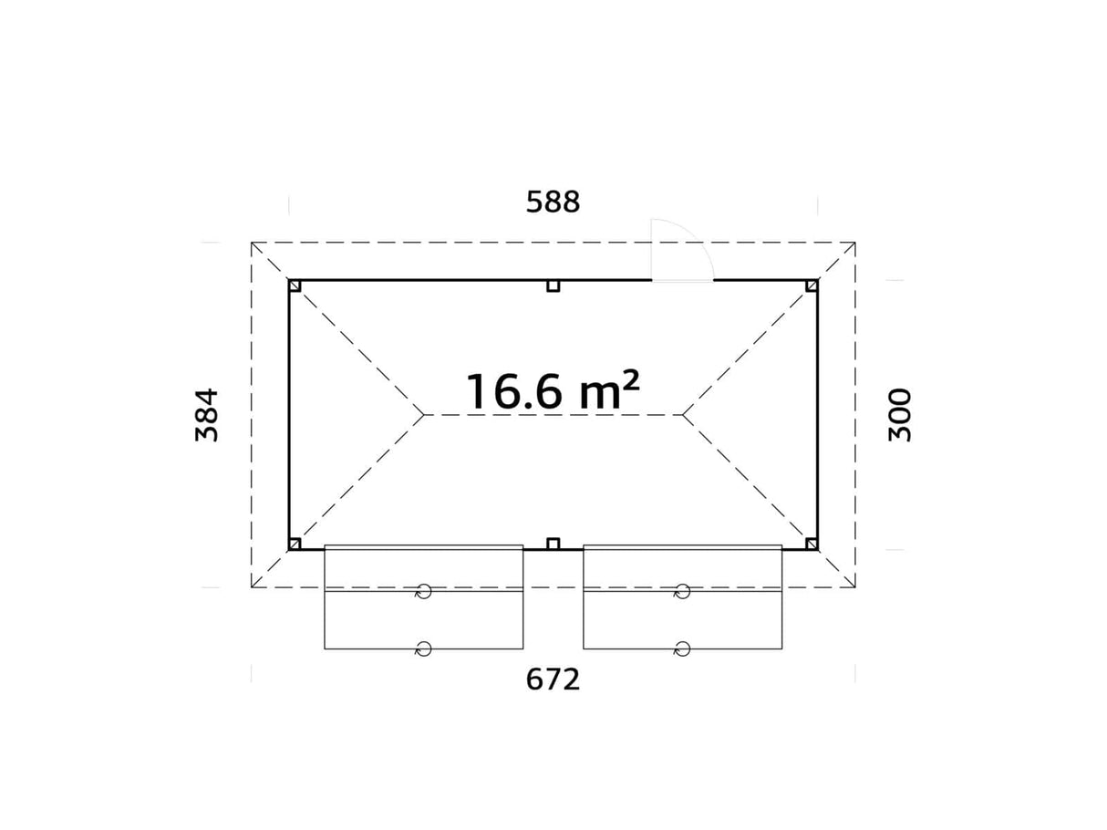 Bianca 111 (5.9x3m | 16.6m2) Double Kiosk With Two Hatches - Palmako UK