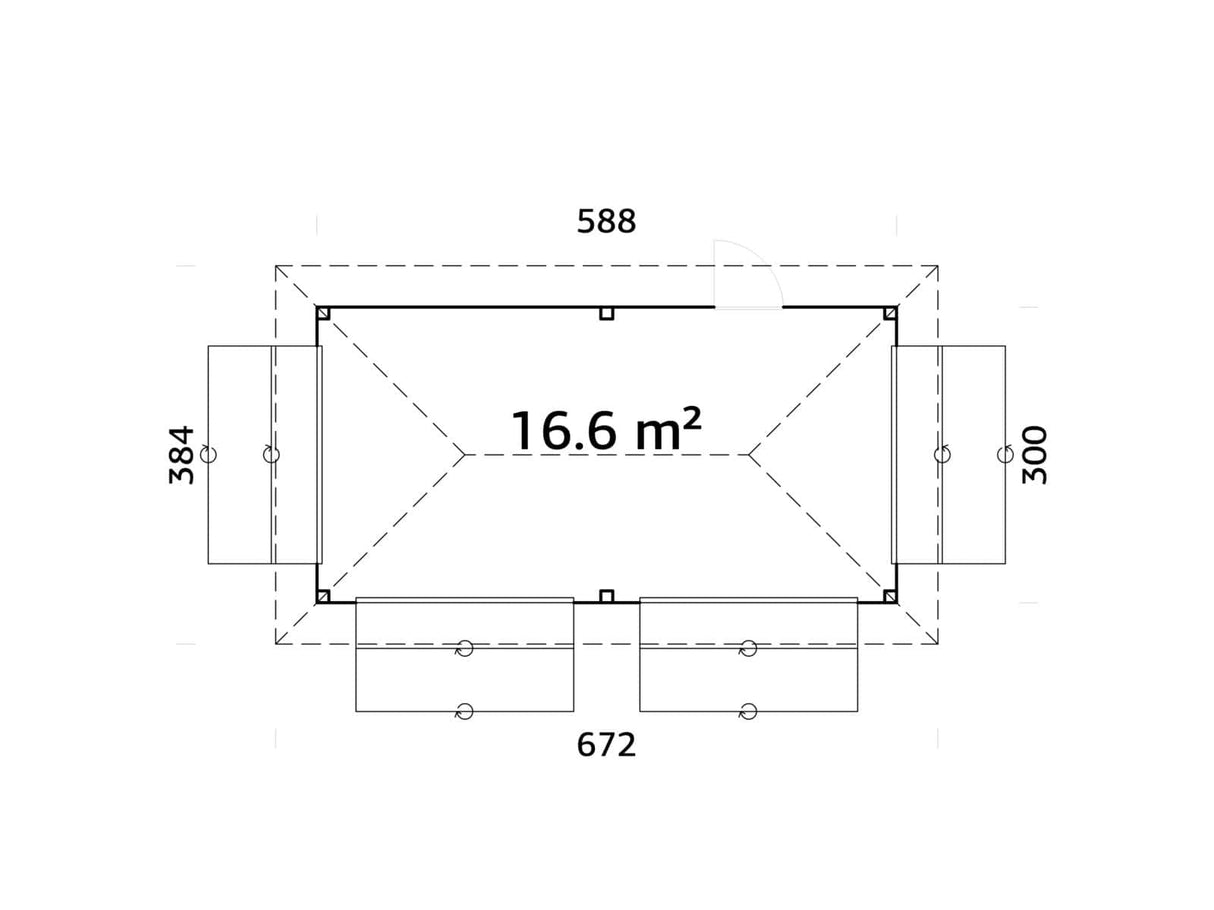 Bianca 112 (5.9x3m | 16.6m2) Double Kiosk With Four Hatches - Palmako UK
