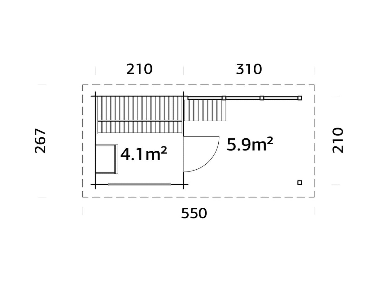 Sanna S+ (5.1x2.3m | 4.1+5.9 m2 | 44mm) Modern Outdoor Sauna with Canopy - Palmako UK