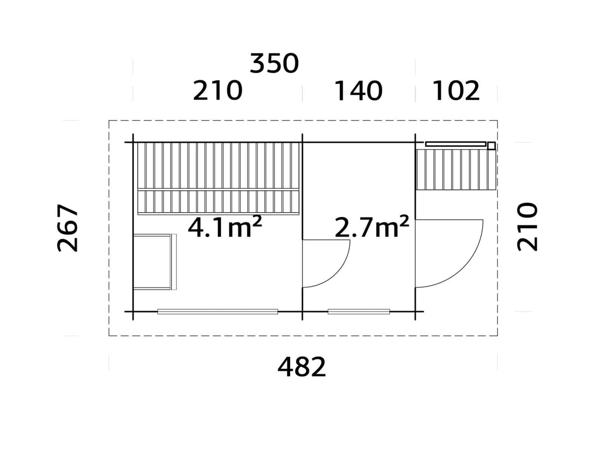 Sanna M (3,7x2.3m | 6.8m2 | 44mm) Modern Garden Sauna with Dressing Room - Palmako UK