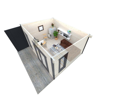 Grace (4.4x3.5m | 14.5m2 | 56mm) Glue-Laminated Year-Round Timber Garden Room - Palmako UK