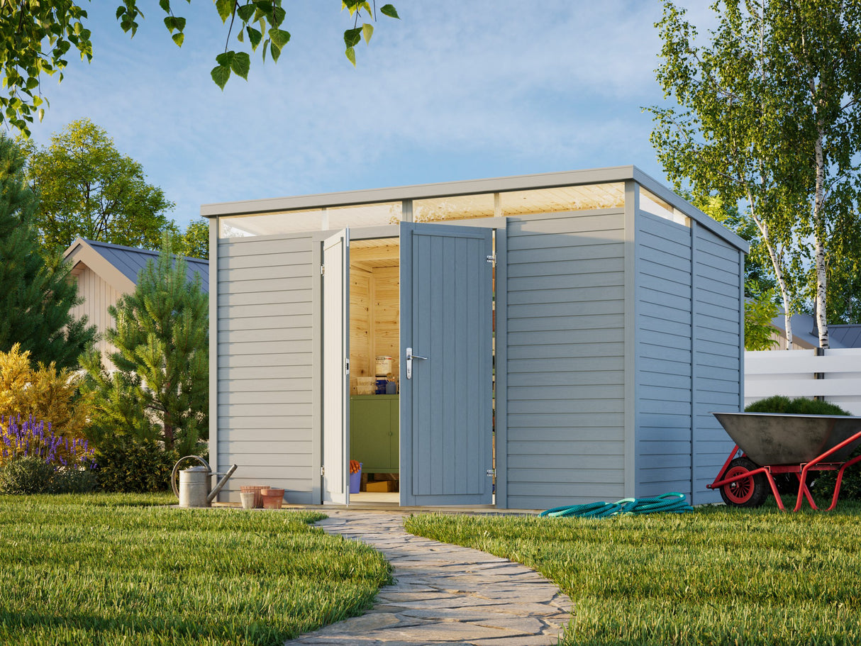 Elias M (3,3x2,3m|7,3m2|16mm ) Timber Garden Shed with High-Level Clerestory Windows - Palmako UK