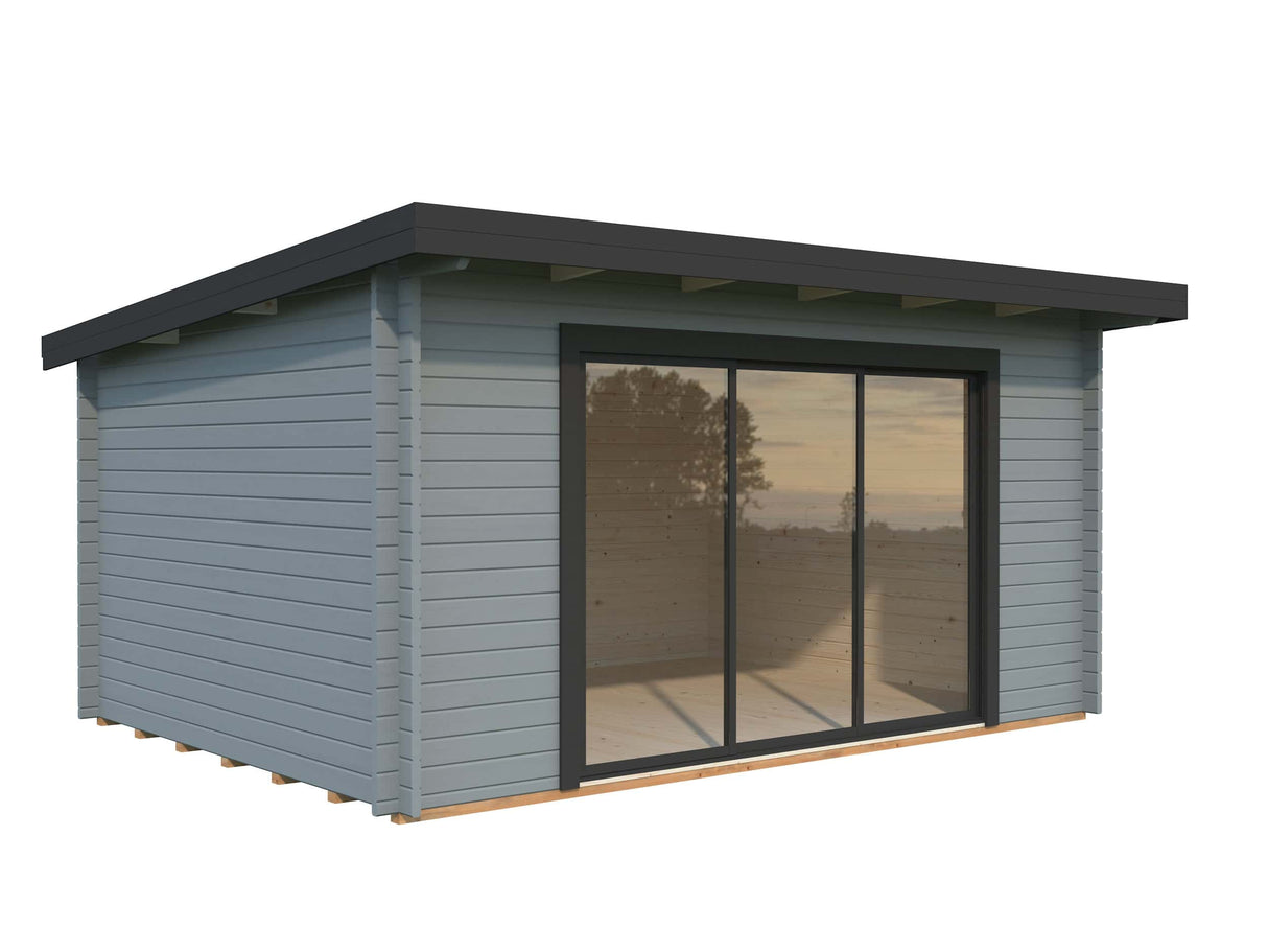Lea M (4.5x3.3m | 14.2m2 | 44mm) Spacious Pent Garden Room with Sliding Doors (Double Glazing Available) - Palmako UK