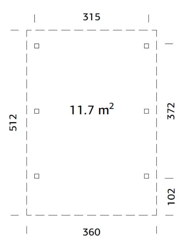Karl S (3.6x5.1m | 11.7m2) Compact Flat Roof Carport or Garden Pavilion - Palmako UK