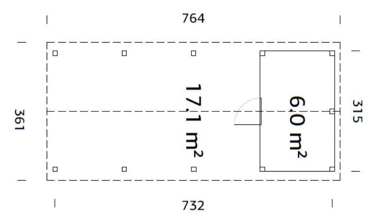 Robert L+ (3,2x7,3m | 23,1m2 | 120x120mm) Apex Roof Carport with Shed - Palmako UK
