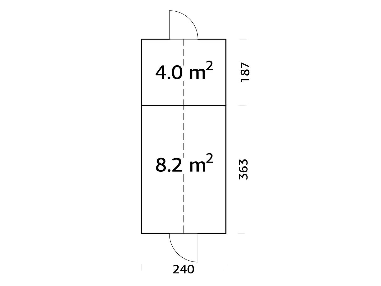 Emilia M+ (2,4x5,5m|8,2+4,0m2|18mm ) Greenhouse with Tool Shed - Pressure Treated