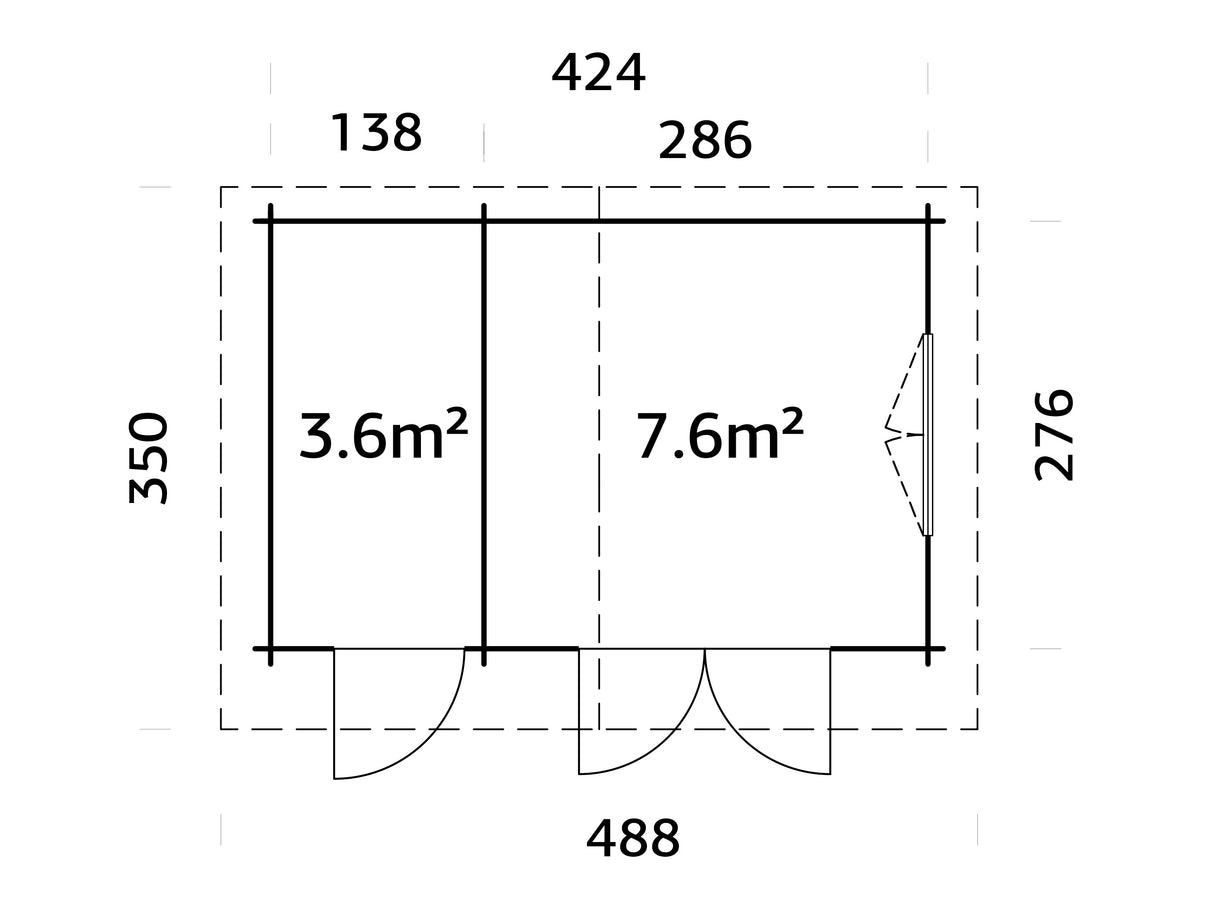 Belmont (4,4x2,9m | 11,1m2 | 34mm) Traditional Log Cabin with Side Shed