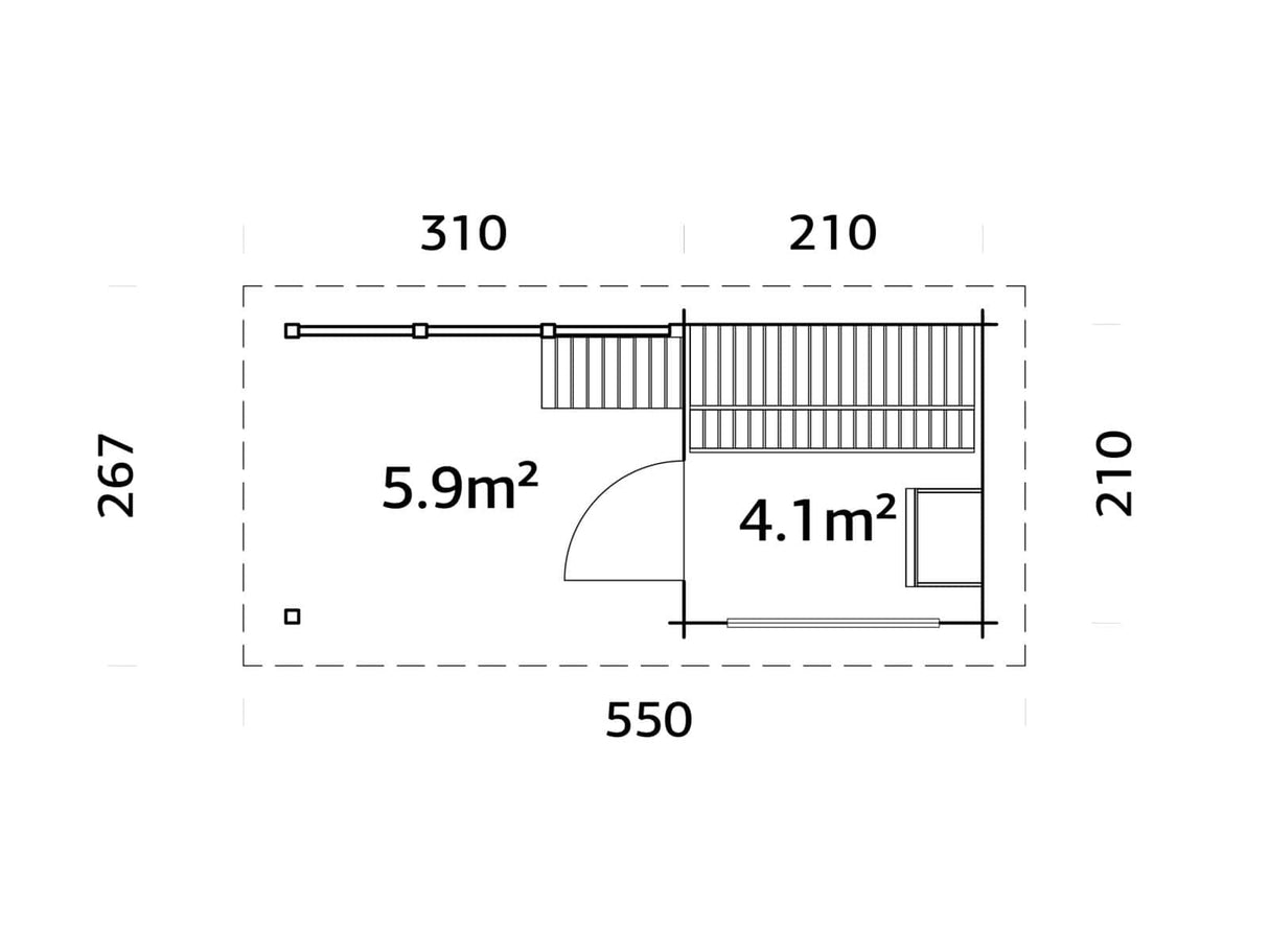 Sanna S+ (5.1x2.3m | 4.1+5.9 m2 | 44mm) Modern Outdoor Sauna with Canopy - Palmako UK