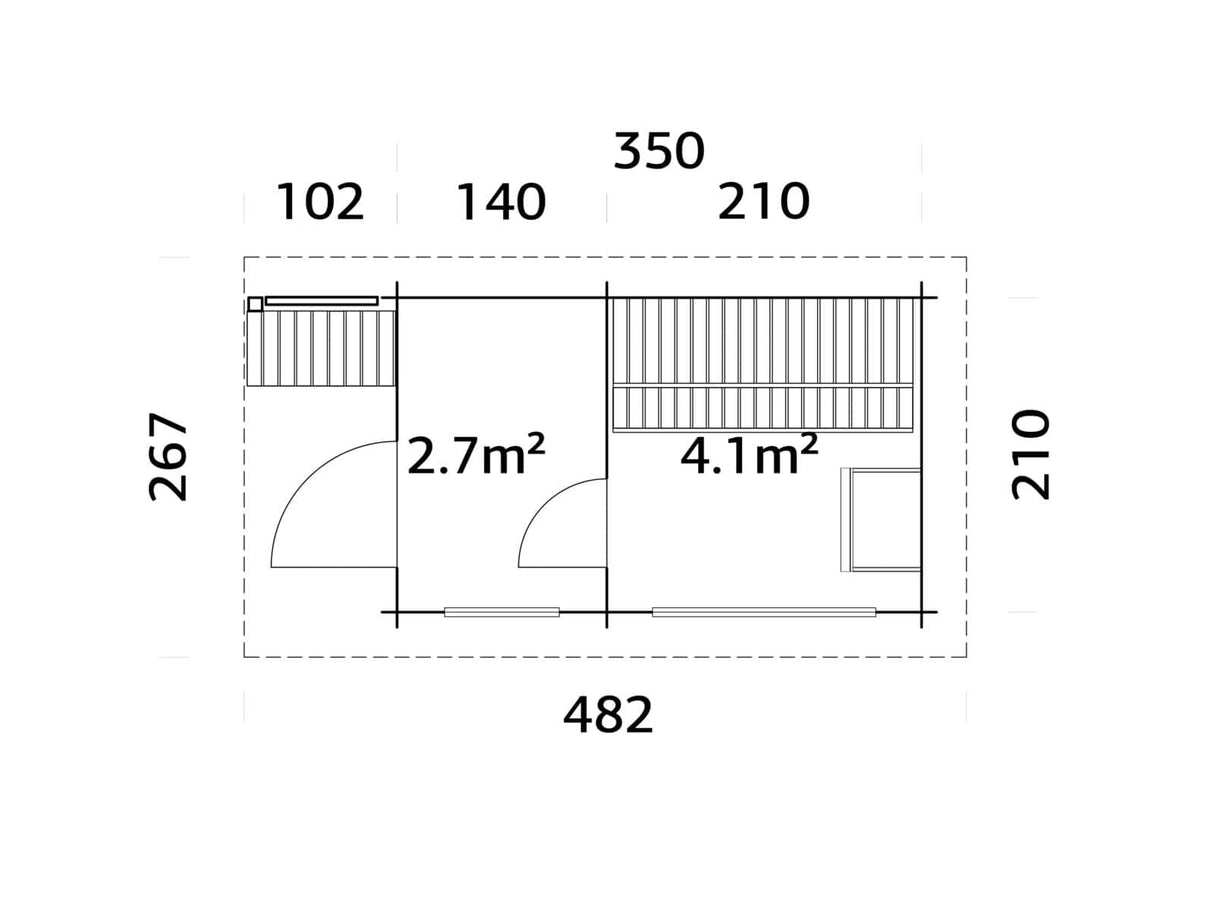 Sanna M (3,7x2.3m | 6.8m2 | 44mm) Modern Garden Sauna with Dressing Room - Palmako UK