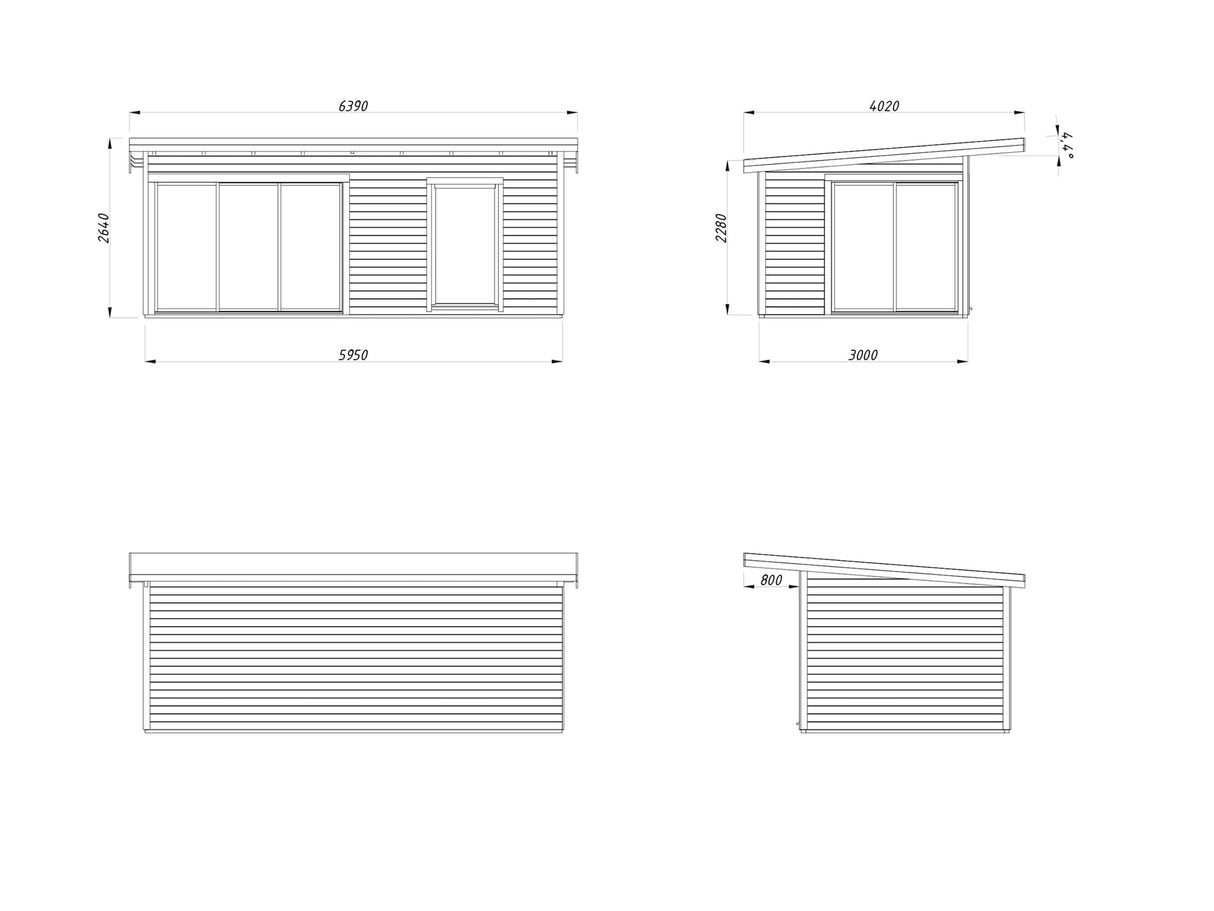 Andrea M (6.0x3m | 17.1m2 | 44mm) Garden Room with Sliding Doors (Double Glazing Available) - Palmako UK