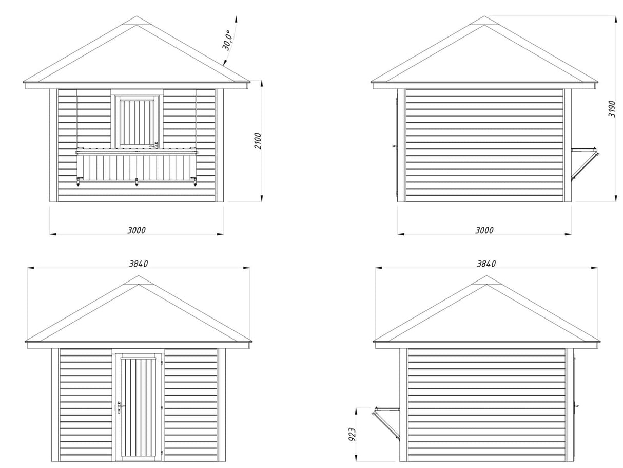 Bianca 104 (3x3m | 8.3m2) Kiosk With A Lockable Hatch - Palmako UK