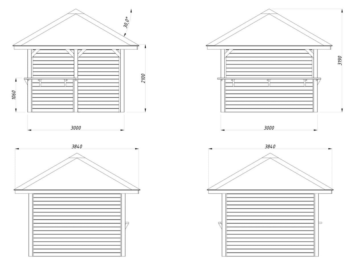 Bianca 102 (3x3m | 8.3m2) Corner Garden Bar - Palmako UK