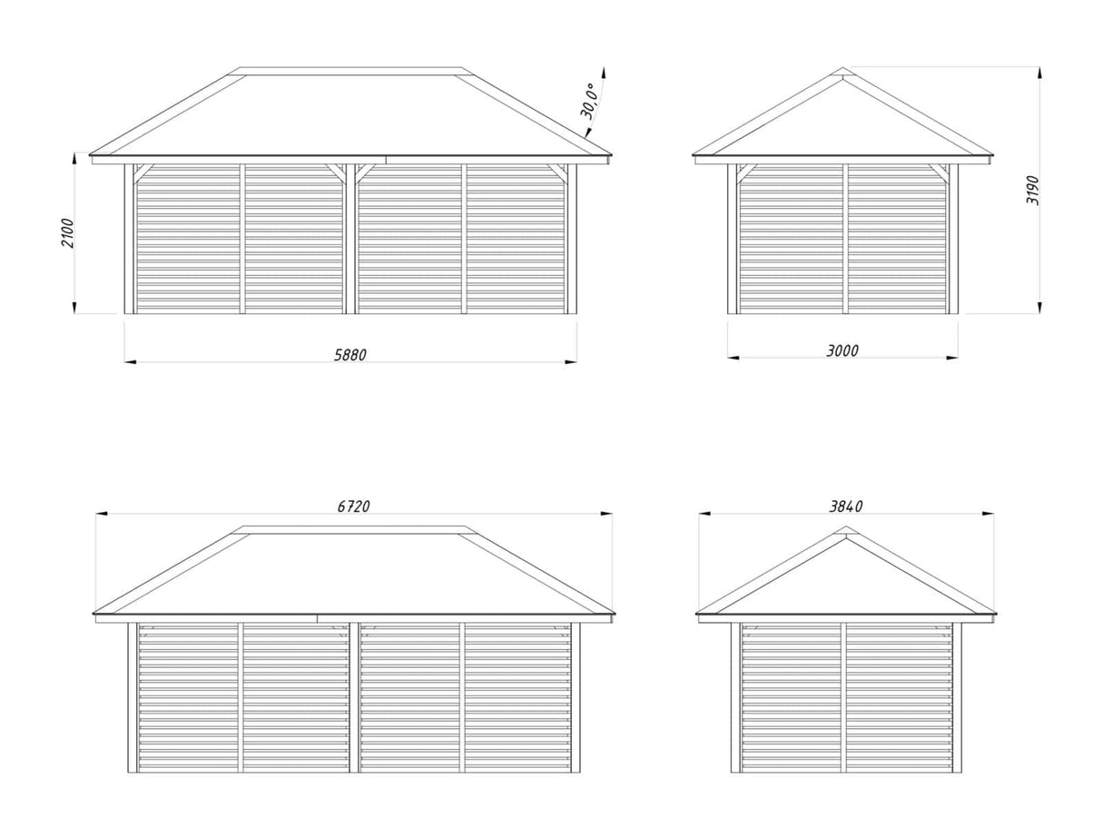 Bianca 109 (6x3m | 16.6m2) Large Corner Pavilion with Louvre Walls - Palmako UK