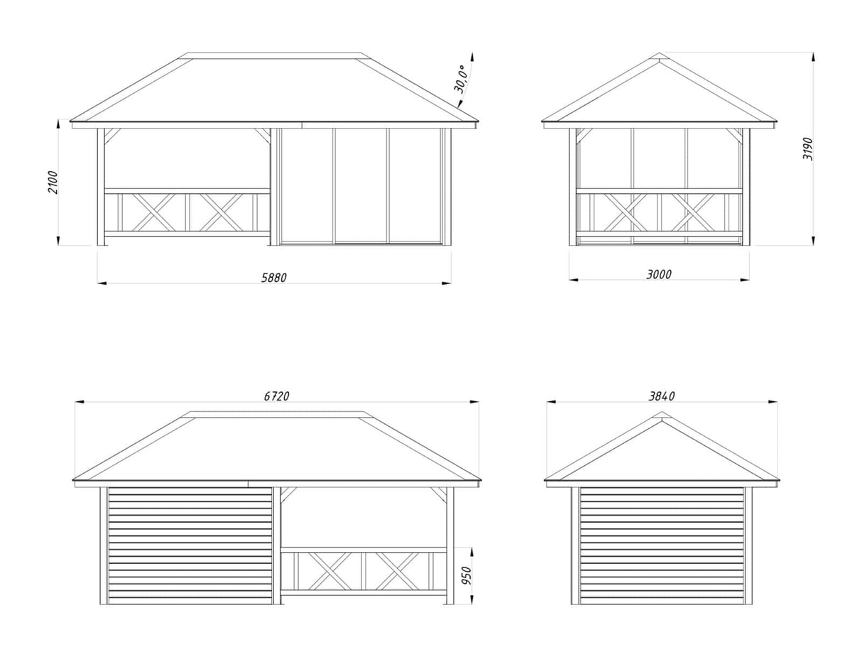Bianca 203/503 (6x3m | 16.6m2) Glass Garden Room With Gazebo (Double Glazing Available) - Palmako UK