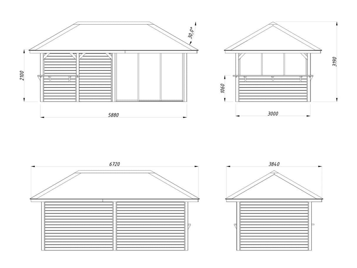 Bianca 207/507 (6x3m | 16.6m2) Glass Garden Room With Outdoor Kitchen Area (Double Glazing Available) - Palmako UK