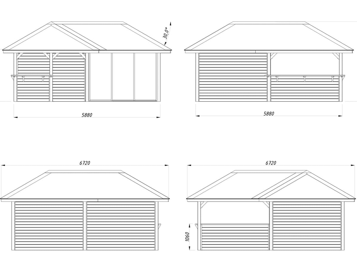 Bianca 209/509 (6x6m | 24.9m2) Corner Garden Room With Outdoor Kitchen Area (Double Glazing Available) - Palmako UK