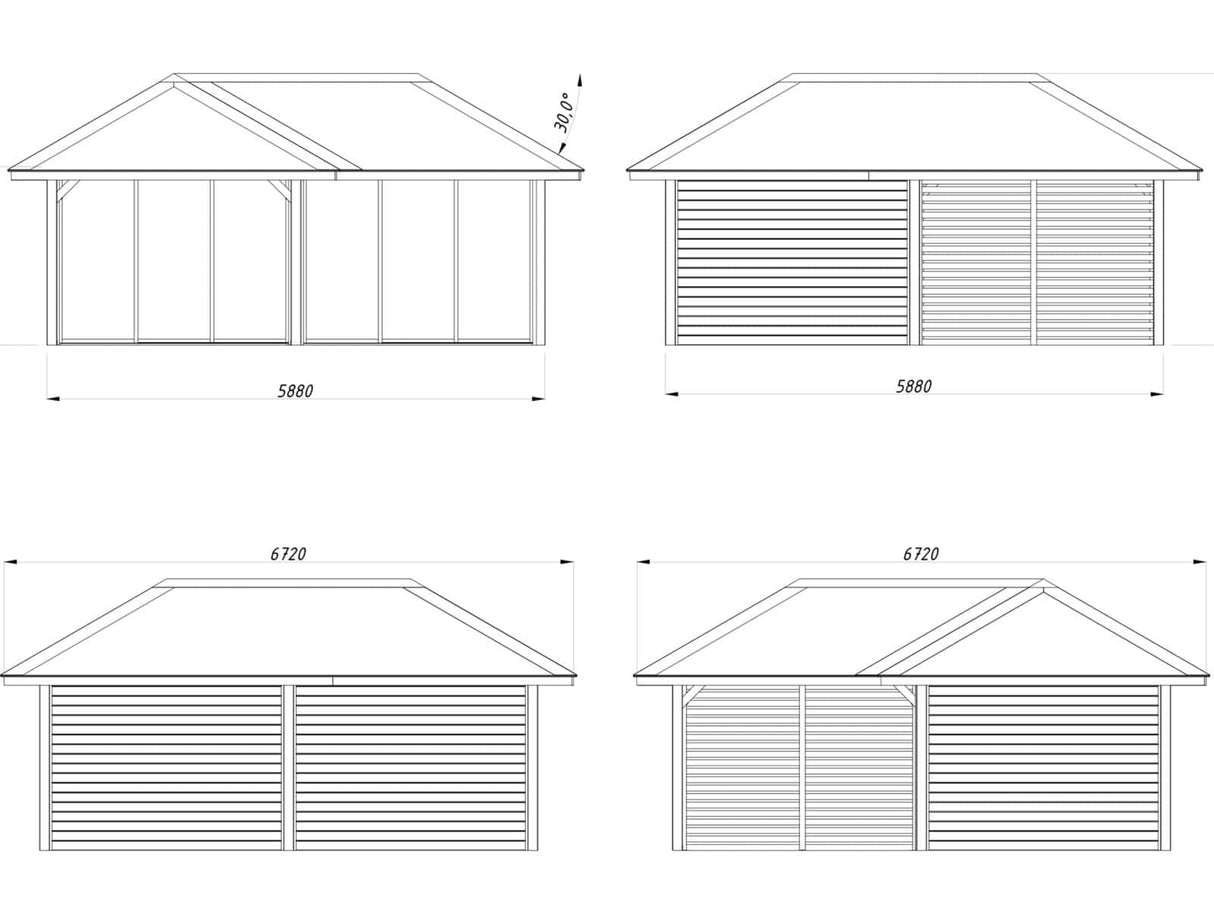 Bianca 213/513 (6x6m | 24.9m2) Glass Garden Room With Sliding Doors (Double Glazing Available) - Palmako UK