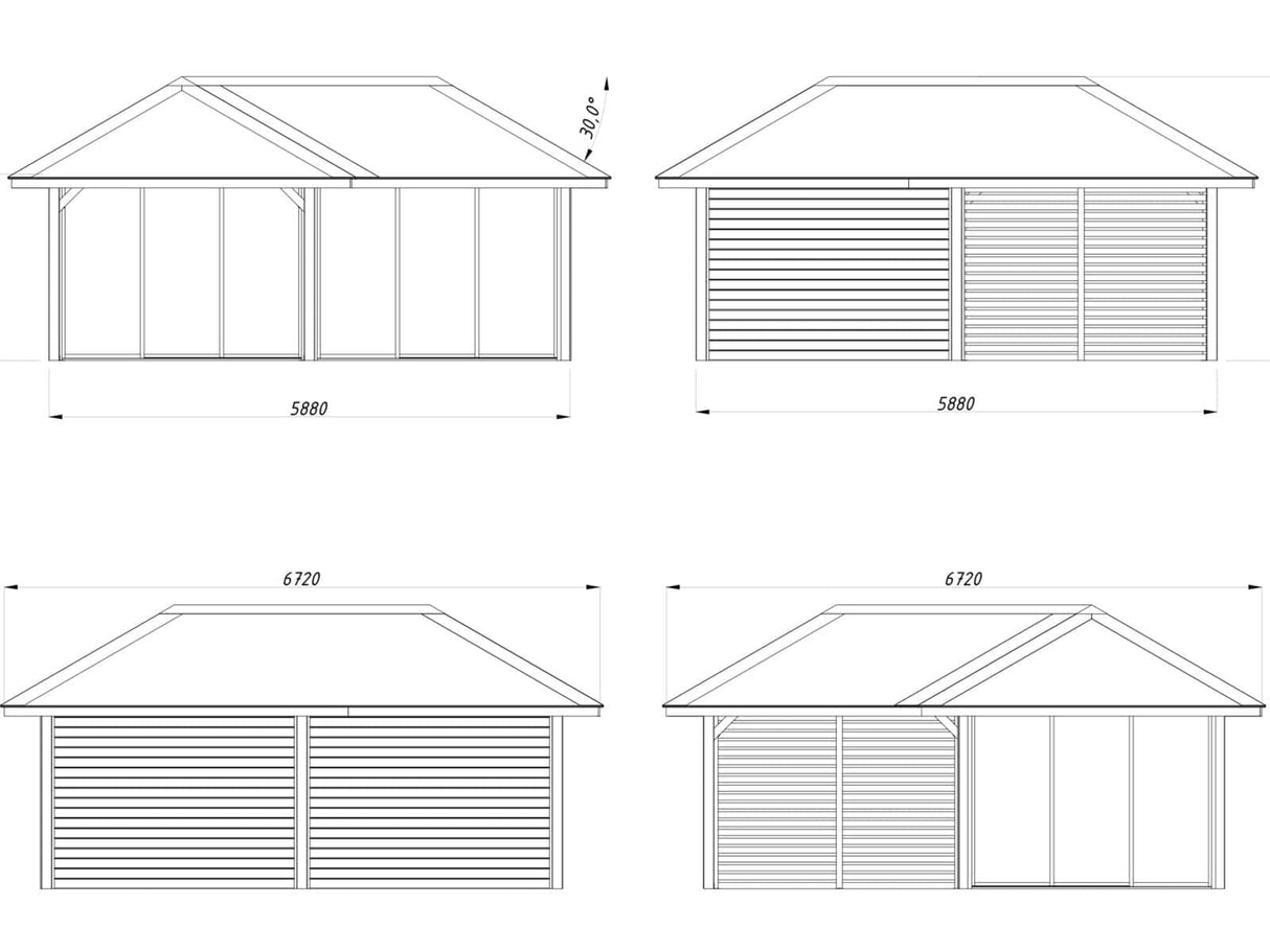 Bianca 214/514 (6x6m | 24.9m2) Glass Garden Room With Sliding Doors (Double Glazing Available) - Palmako UK