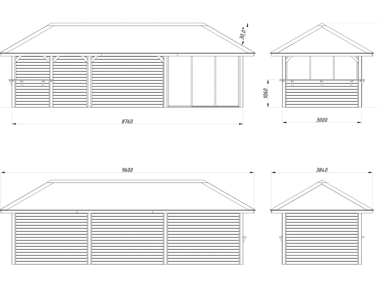 Bianca 215/515 (9x3m | 24.9m2) Glass Garden Room With Sliding Doors (Double Glazing Available) - Palmako UK