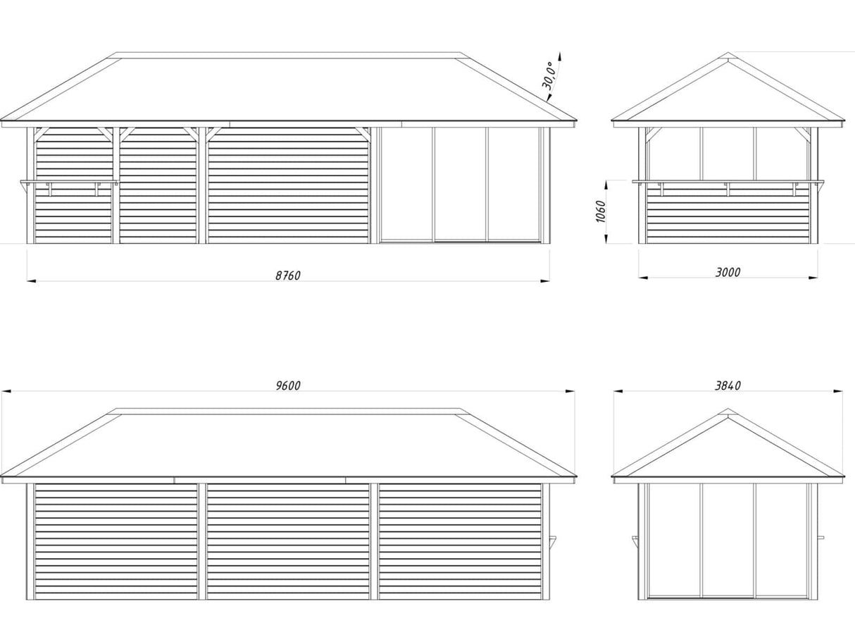 Bianca 216/516 (9x3m | 24.9m2) Glass Garden Room With Sliding Doors (Double Glazing Available) - Palmako UK